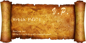 Vrbik Pál névjegykártya